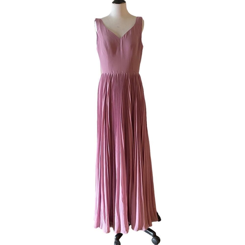 JJs House Lavender Sleeveless Maxi Chiffon Pleated Dress